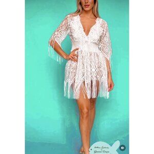 Antica Sartoria 2024 White Short Fringe Lace Dress 🤍🤍